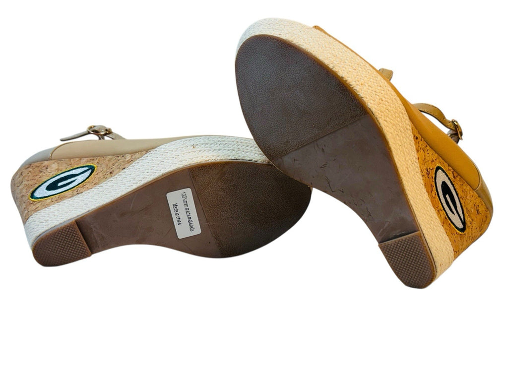 Official Green Bay Packers The Winning Wedge Heel 4.5” ~ Size 7 ~ NEW IN BOX.