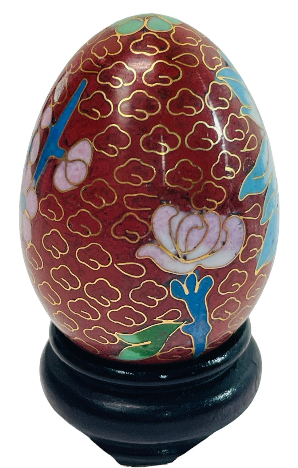 Vintage Hand Painted Floral Pattern Egg with Stand