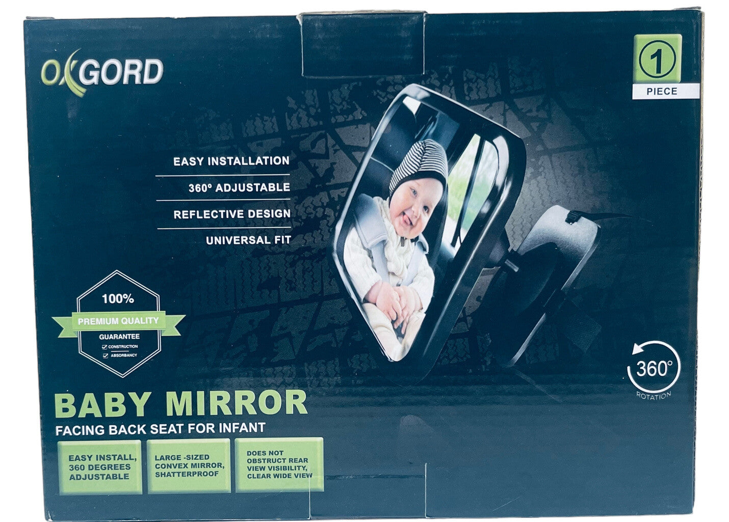 AUTO BABY MIRROR FACING BACKSEAT FOR INFANT (1-PEICE) OXGORD NEW/FACTORY SEALED.