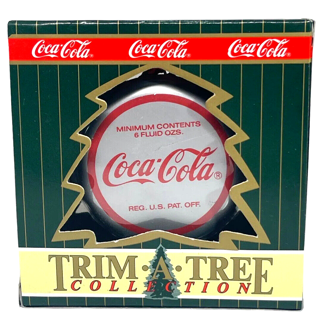 1990 Coca Cola Bottle Cap Christmas Ornament, Santa Drinking Cola!