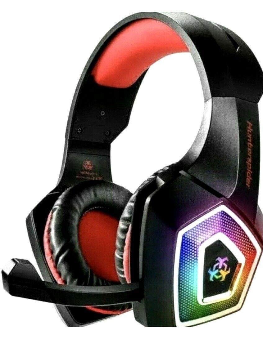 PRO GAMING HEADPHONES RGB 3.5mm 4Pin-V-1, w/Backlight HUNTERSPIDER - RED