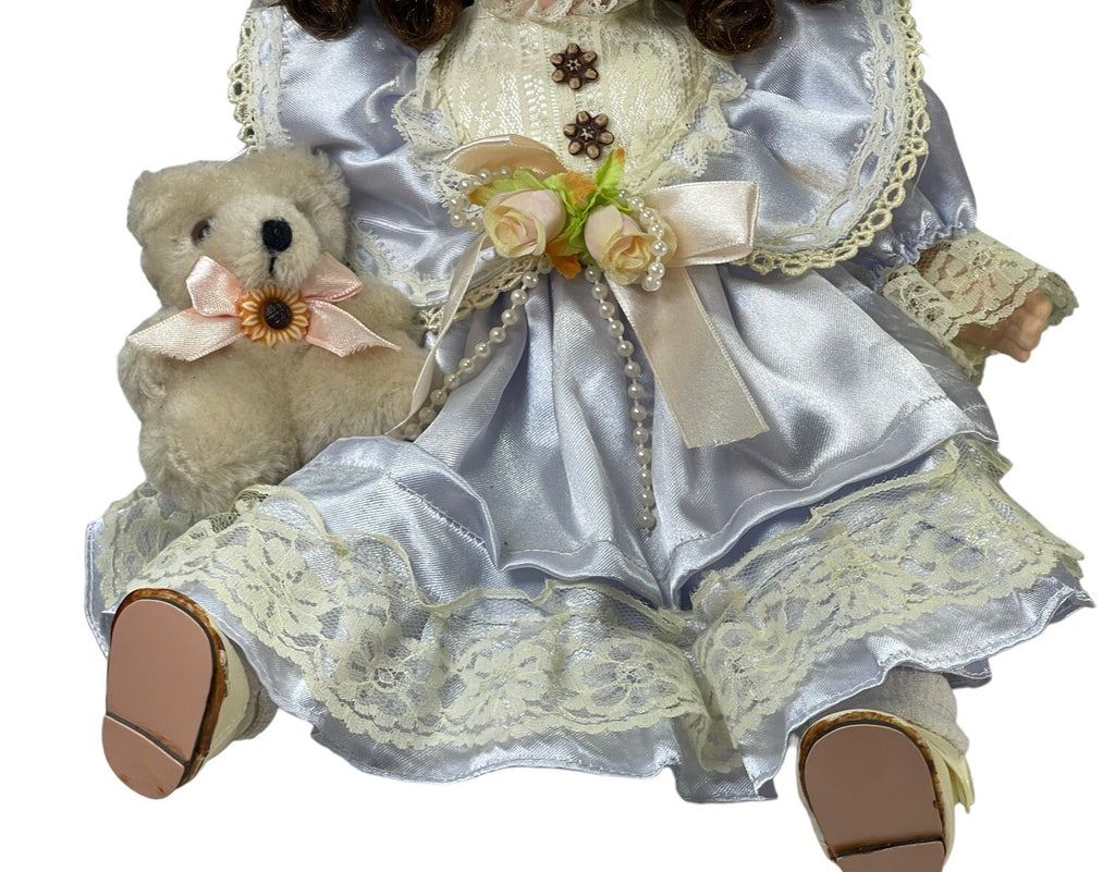 Unique Adorable Pretty In Purple Porcelain Doll ~ In Sitting Position ~ I - 5000
