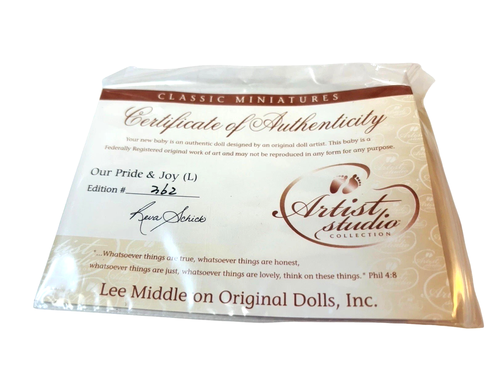 An Original Lee Middleton Doll 9'' Classic Miniatures Our Pride & Joy #262 W/COA