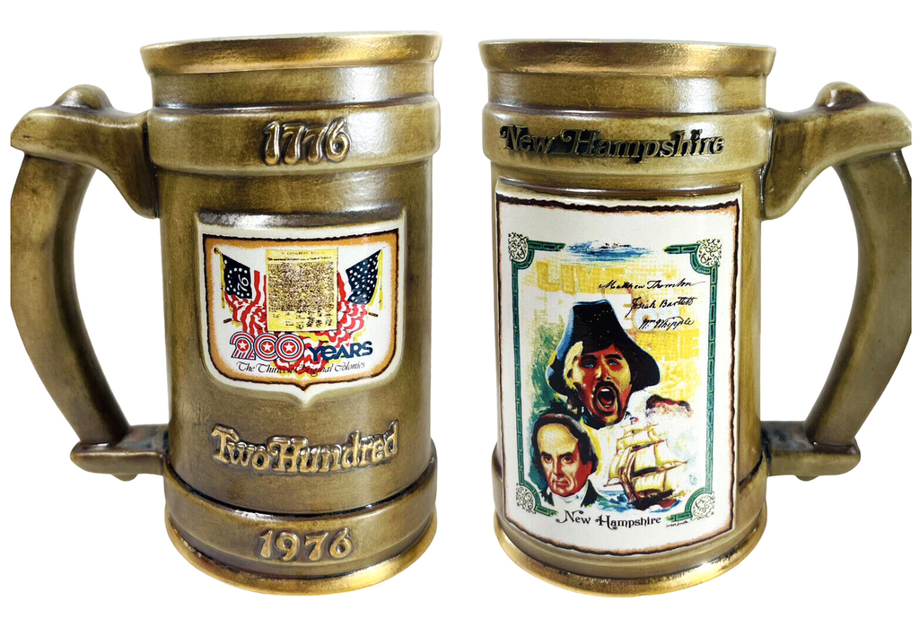NEW HAMPASIRE Ceramic Stein Mug 1976 USA 200 Years Celebration
