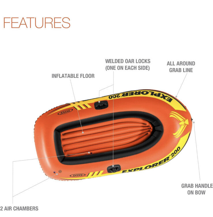 Intex Inflatable BOAT SET (73in X 37in X 16in) 2-Person Explorer 200 BRAND NEW.