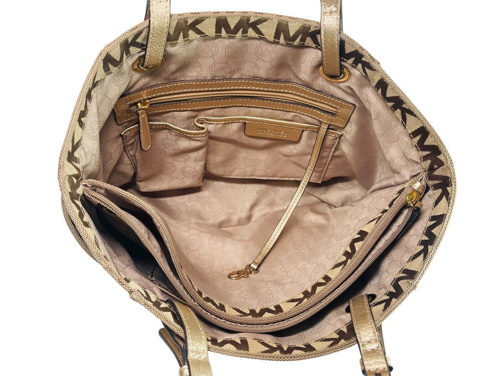 Signature Gilly Tote Leather Strap Gold Studs Designer MK w/Dustbag Michael Kors