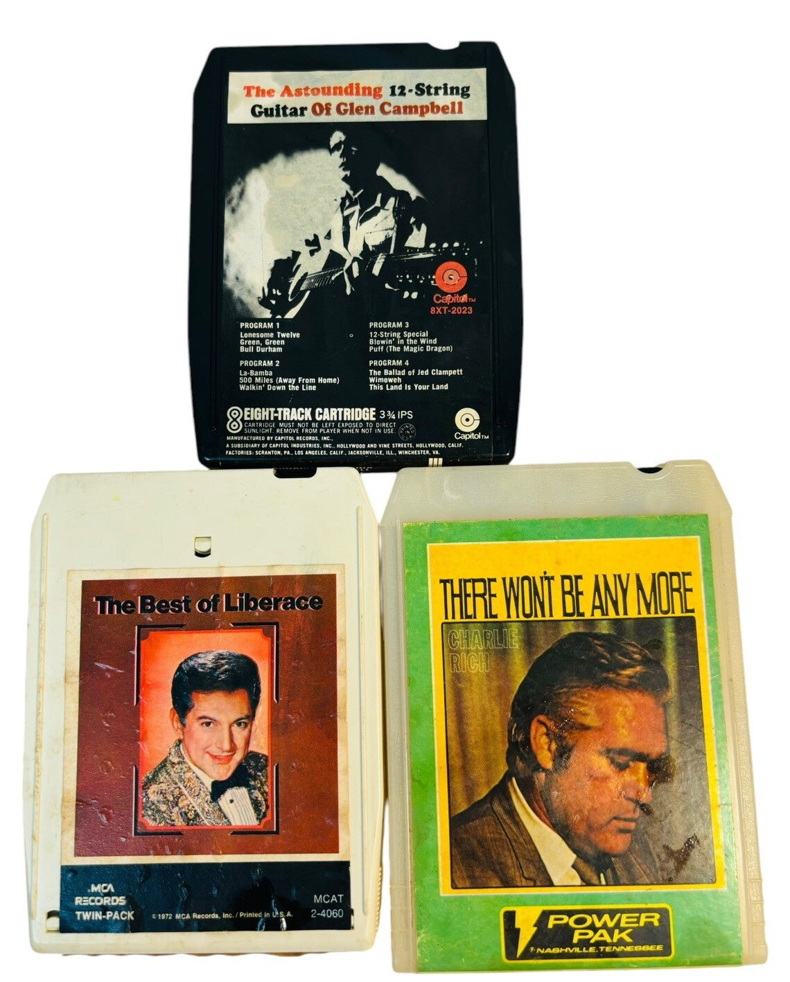 VINTAGE 8 TRACK TAPES MUSIC COLLECTION of ROCK, POP & COUNTRY, LOT 12 Tapes.