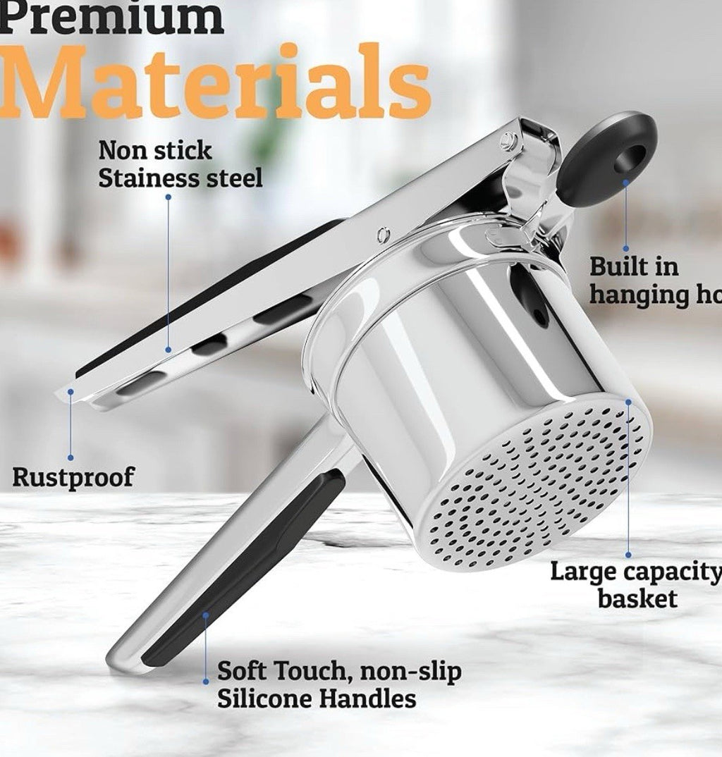 PRIORITY CHEF Stainless Steel Potato/Vegetable Ricer Masher Rubber Grip, 1/2 Cup
