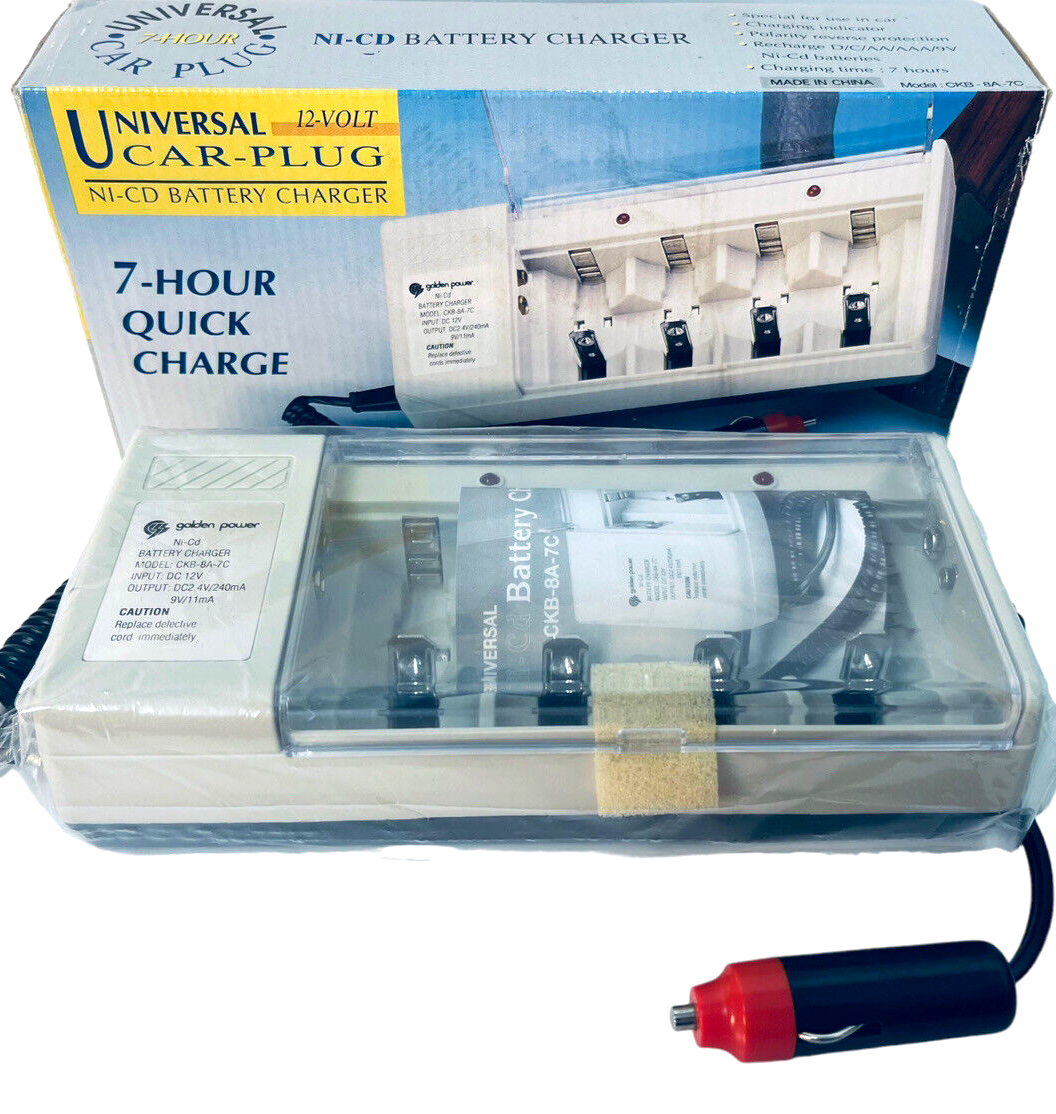 Universal Car-Plug Battery Charger NI-CD 7-Hour Quick Charge By Golden Power NEW