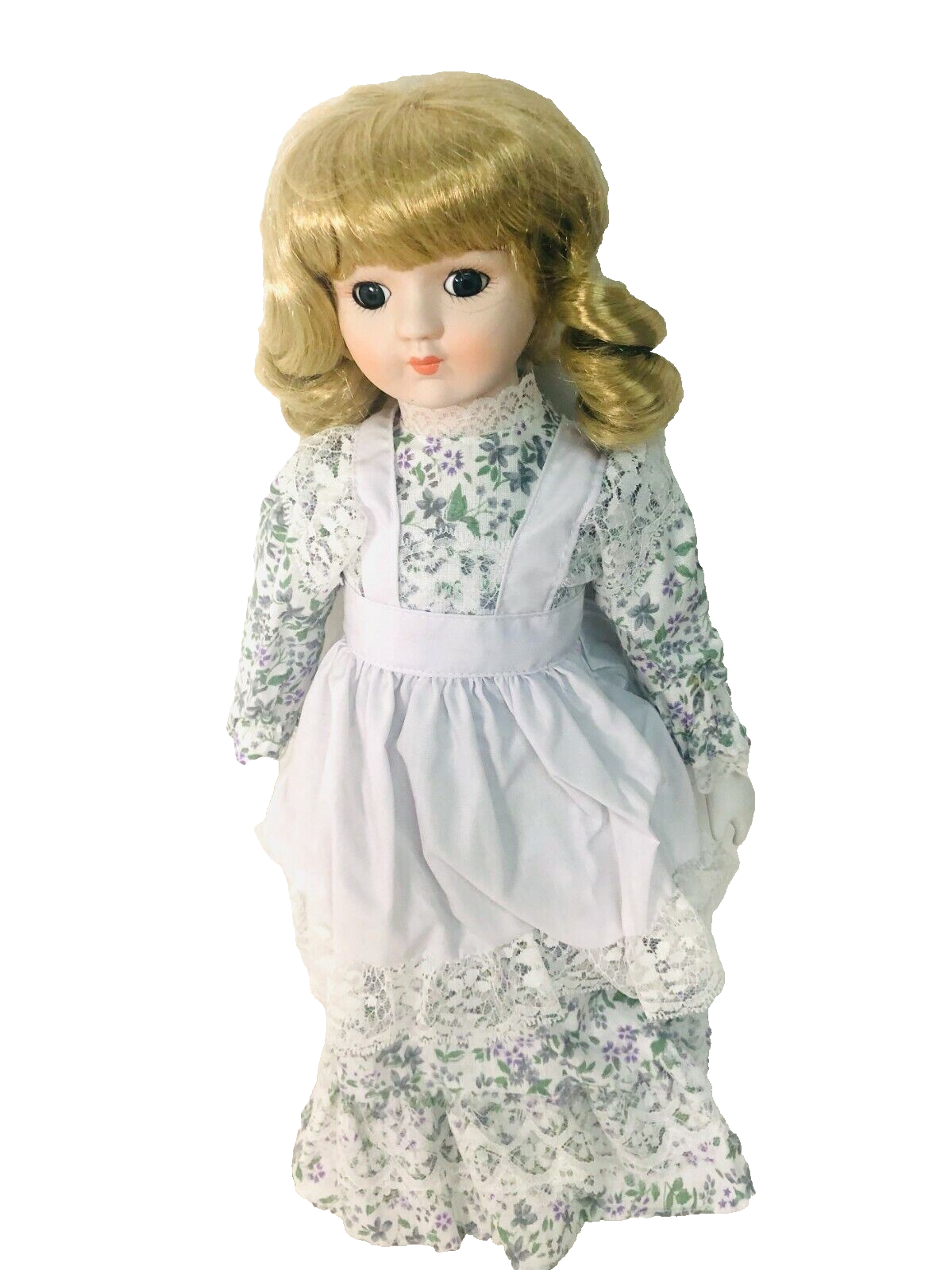 China Porcelain 15'' Doll ~ Dark Blue Eyes ~ In Original Box, MINT CONDITION