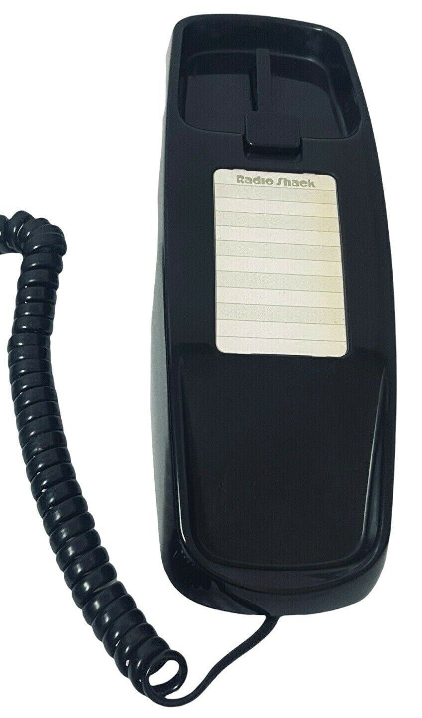 Trimline Telephone Corded Land Line Push Button - Black Radio Shack #90374 WORKS