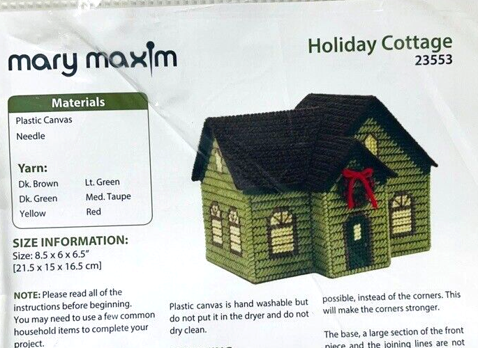 Cross Needle Stitch Plastic Canvas Kit Holiday Cottage No. 23553 Mary Maxim