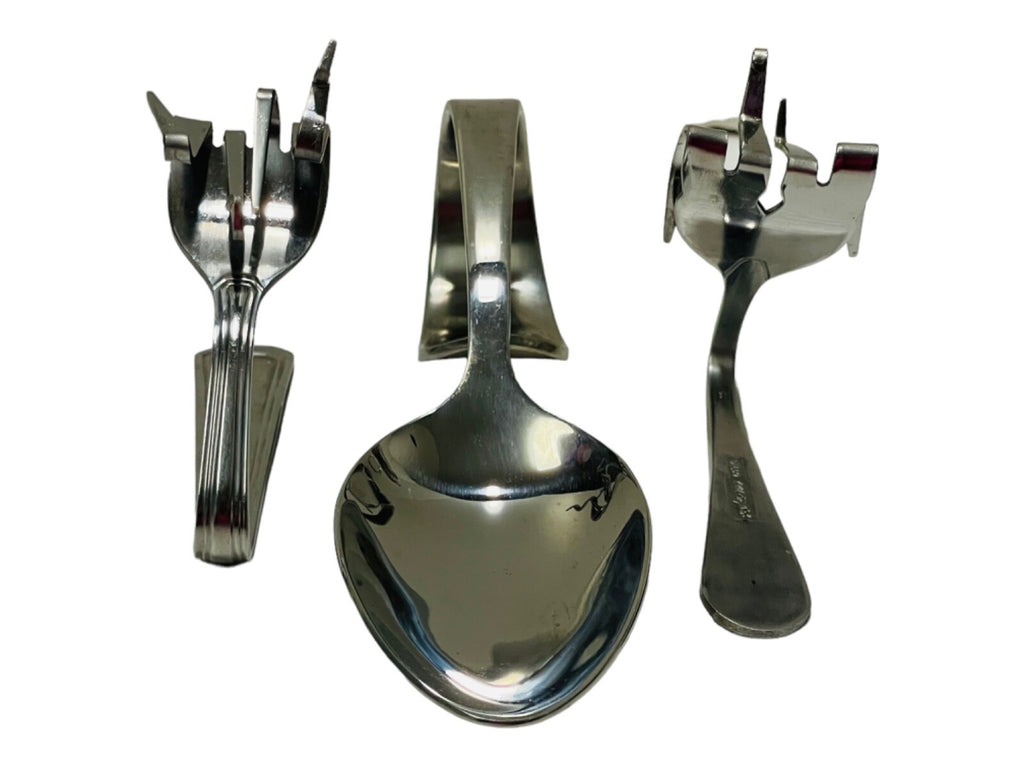 Cambridge STAINLESS-STEEL Tasting Spoon & 2-Specialty Curve-Forks - PREOWNED
