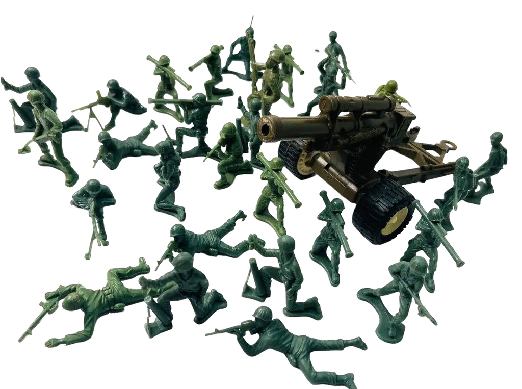Vintage Tim-Mee Toy Soldiers Green Army Men 60mm Plastic ~ MIX Lot Of 28.