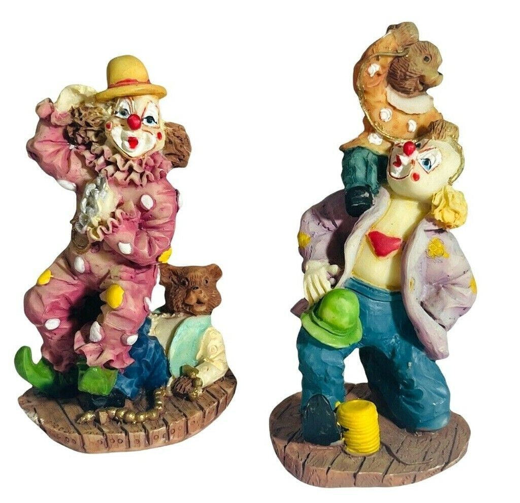 SITCO PORCELAIN CLOWNS #156 & 154 (H-3"x W-2") LOT OF 2~VINTAGE/MINT CONDITION