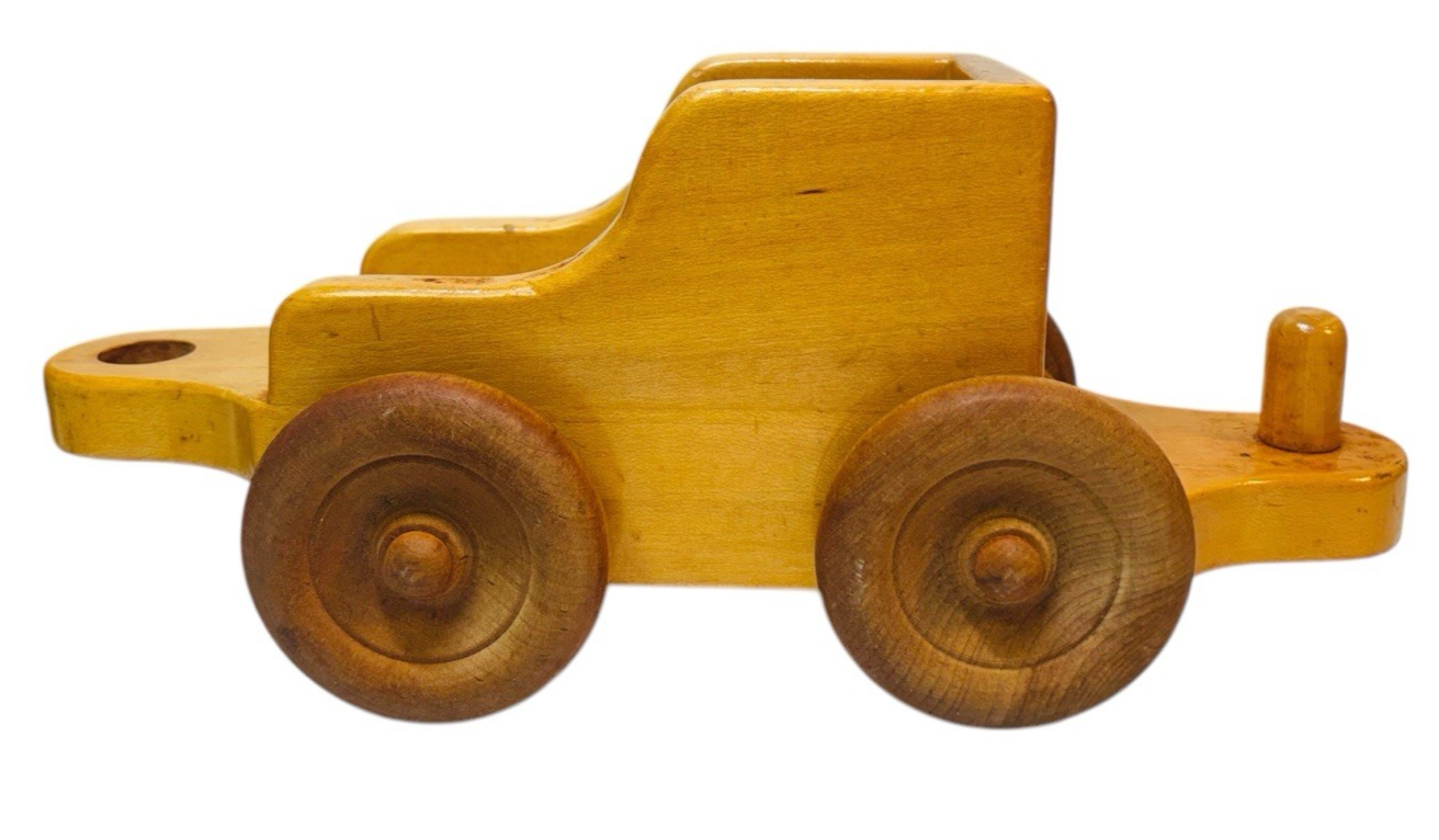 VINTAGE Handmade Oak Wooden Trian Car L 11.5'' X H 5'' X W 4'' Weight 1 lb.