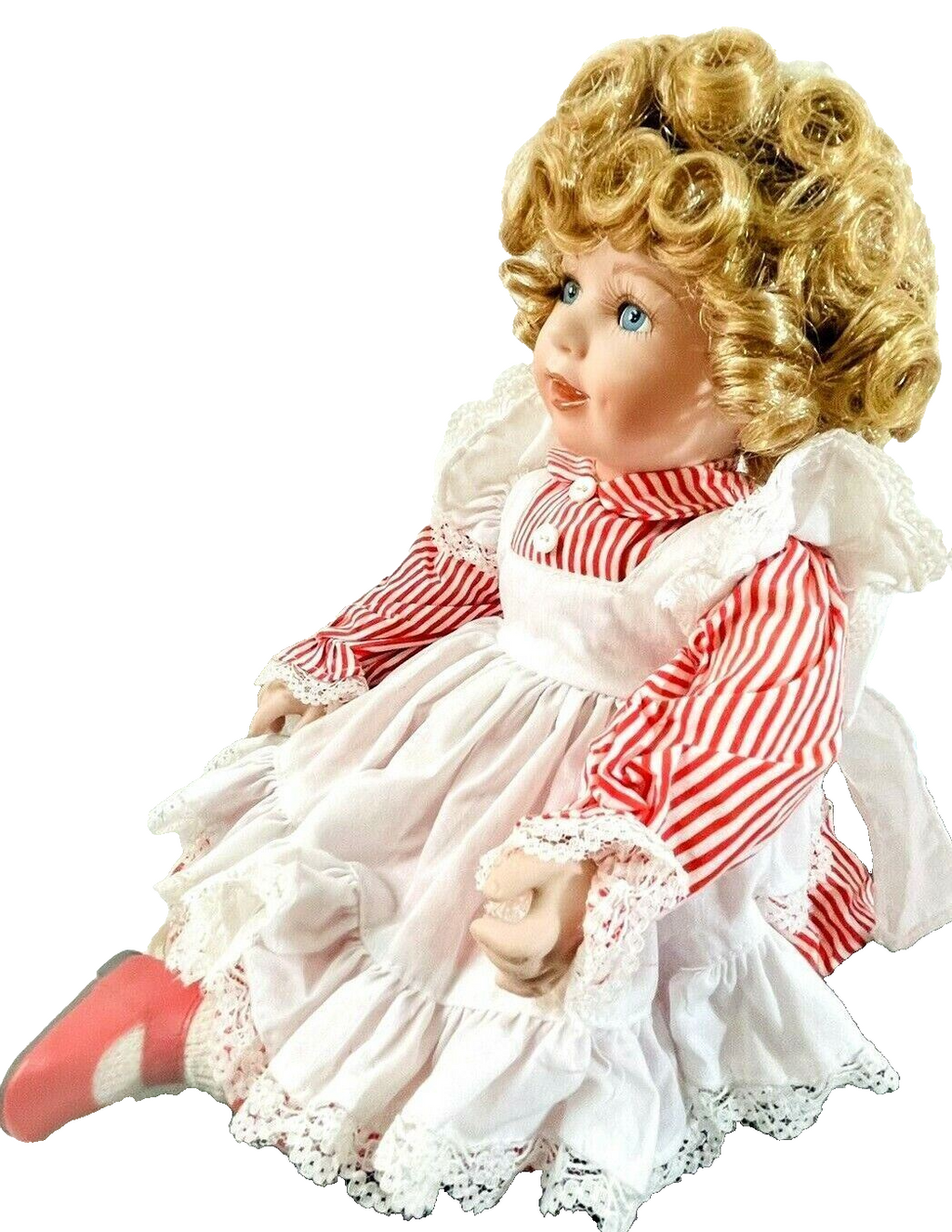 2002 HERITAGE SIGNATURE Porcelain Doll 16" W/CURLY BLONDE HAIR-BRIGHT BLUE EYES 4