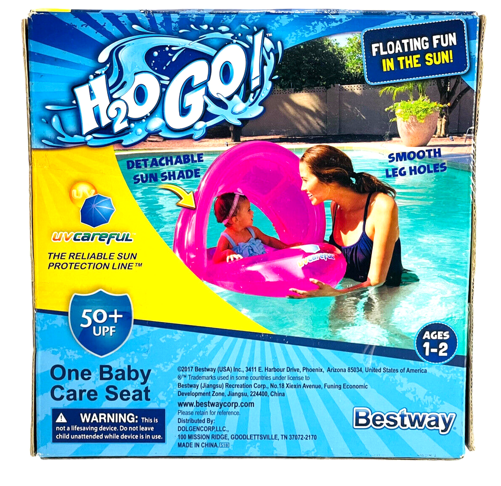 H2O GO Baby Care Seat Pool/Beach Summer Float 29.1" X 27.6" UV  New  Sealed3