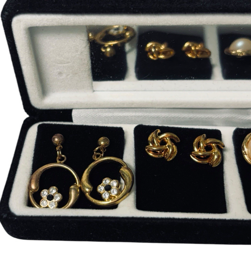 Designer Earrings RARE Collection in Mirrored Display Case, Pierre Cardin 1