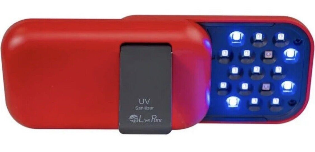 LIVEPURE MOBILE UV Sanitizer "COLOR: RED" Inactivates 99.9% of Bacteria 