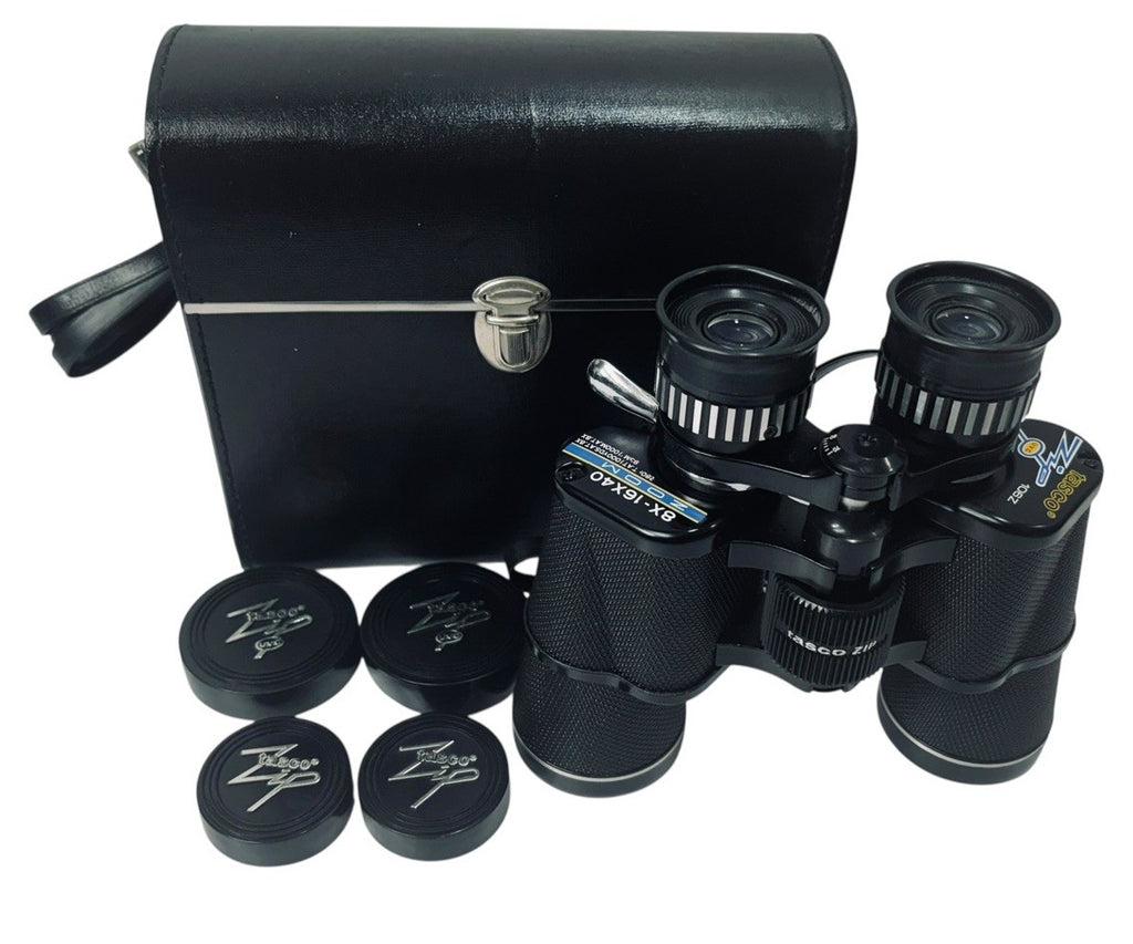 Vintage Tasco Zip 106Z 8X 16x40 Zoom Binoculars with Case Brand 1984 VTG0