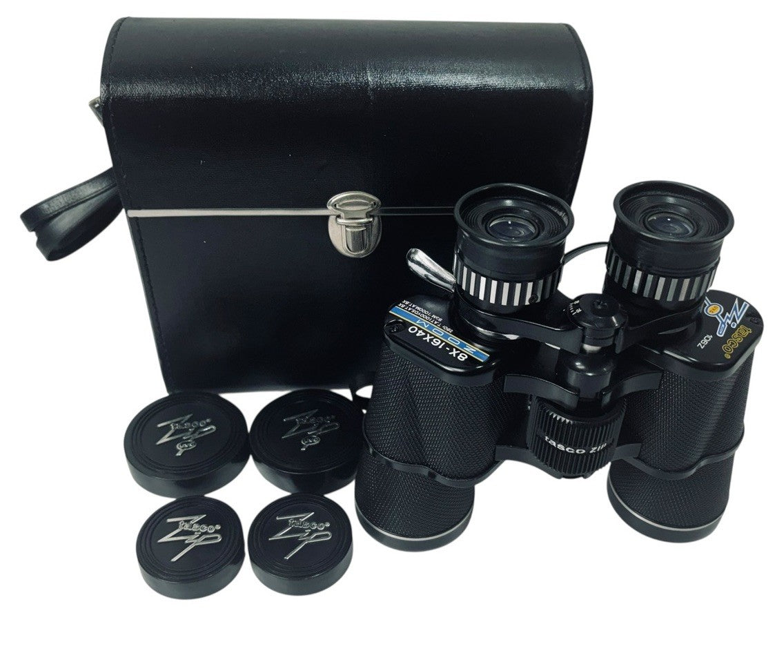 Vintage Tasco Zip 106Z 8X 16x40 Zoom Binoculars with Case Brand 1984 VTG0