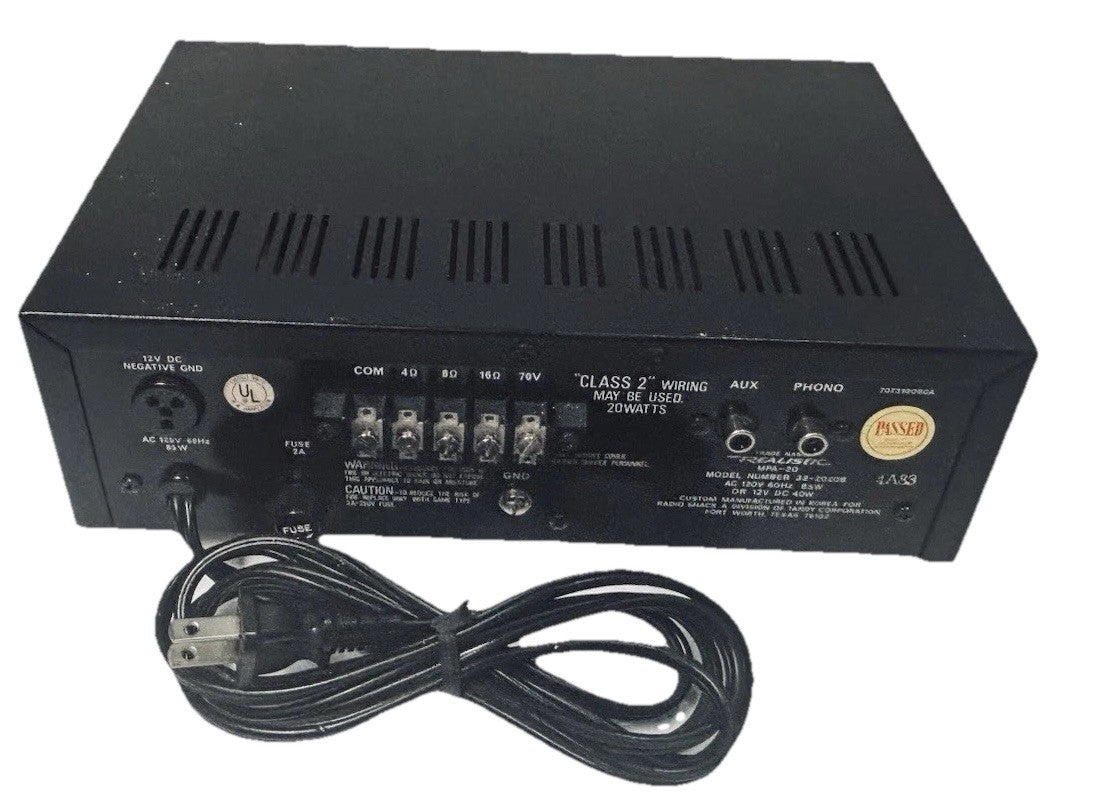 VTG Realistic MPA-20 120V/12V Solid State P.A. Amplifier In Excellent Conditions2