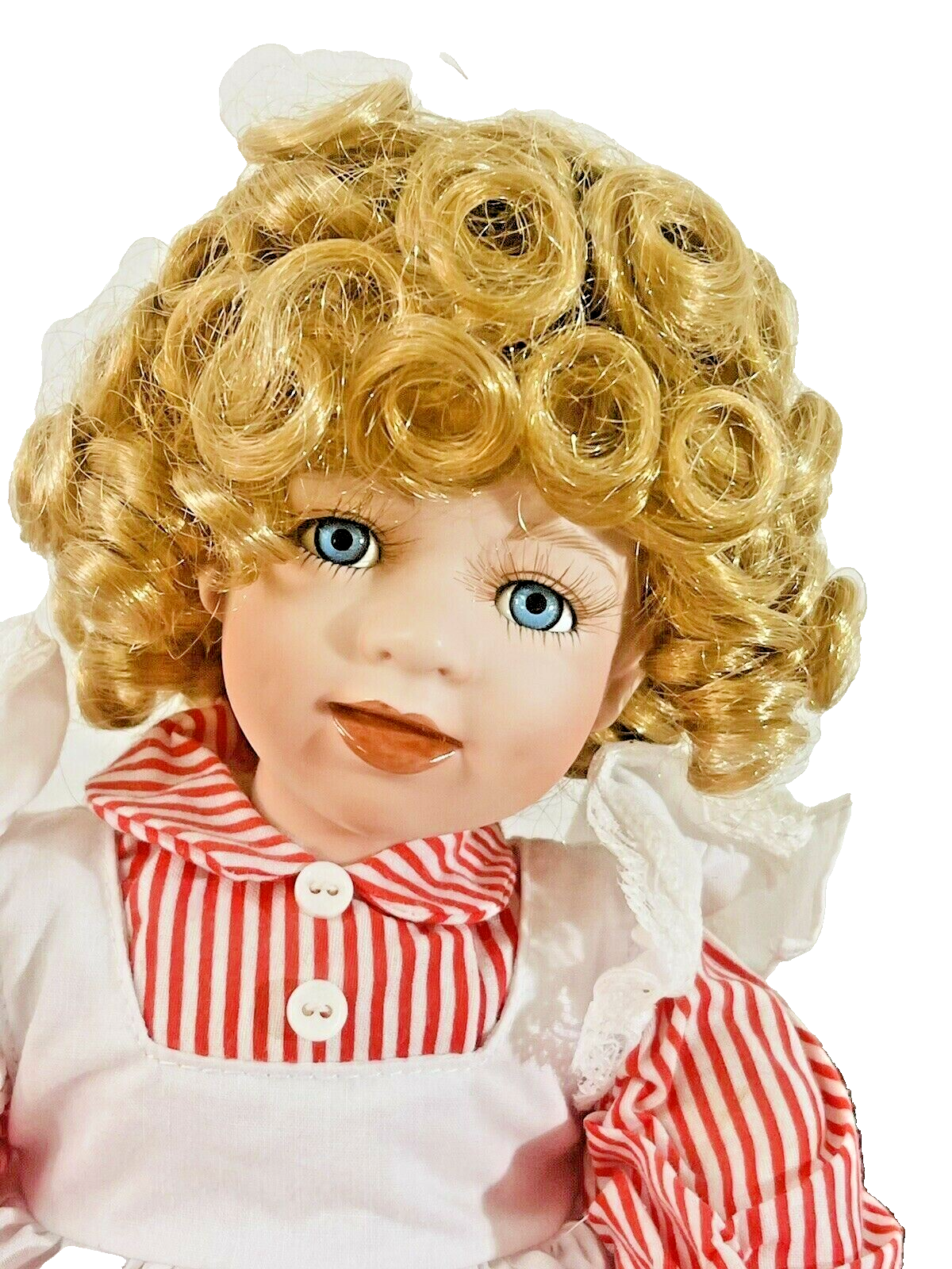 2002 HERITAGE SIGNATURE Porcelain Doll 16" W/CURLY BLONDE HAIR-BRIGHT BLUE EYES 1