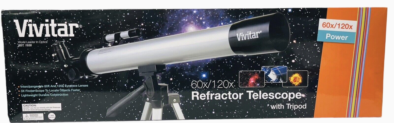 Telescope w/Tripod TEL-50600 560x/120x Refractor, Vivitar BRAND NEW/SEALED BOX.1