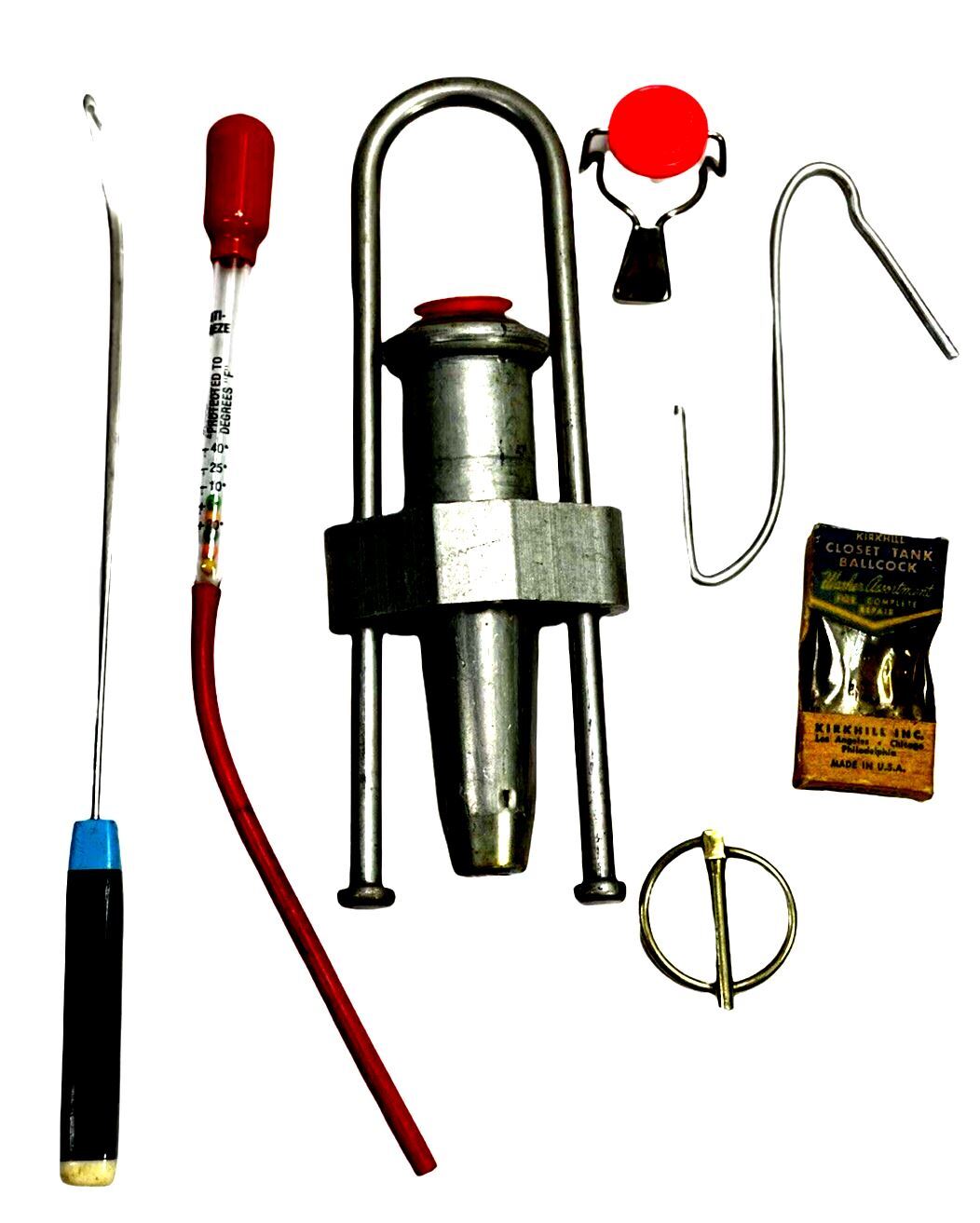 ANTIFREEZE TESTER, TWIST BOLT, IR POWER L EYE, ZINC PLATED PIN & MORE VINTAGE0