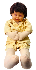 Rare 1997 Cititoy Boy Doll 32 in. Pink Eyes, Brown Hair Yellow, Model BS129.0