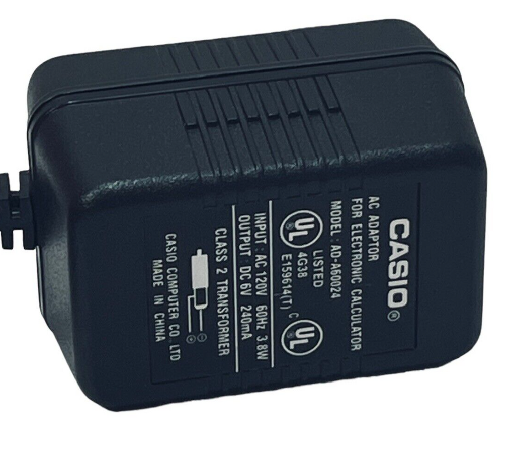 Casio AC Adapter Power AD-A60024 Electronic Calculator Replacement Cord