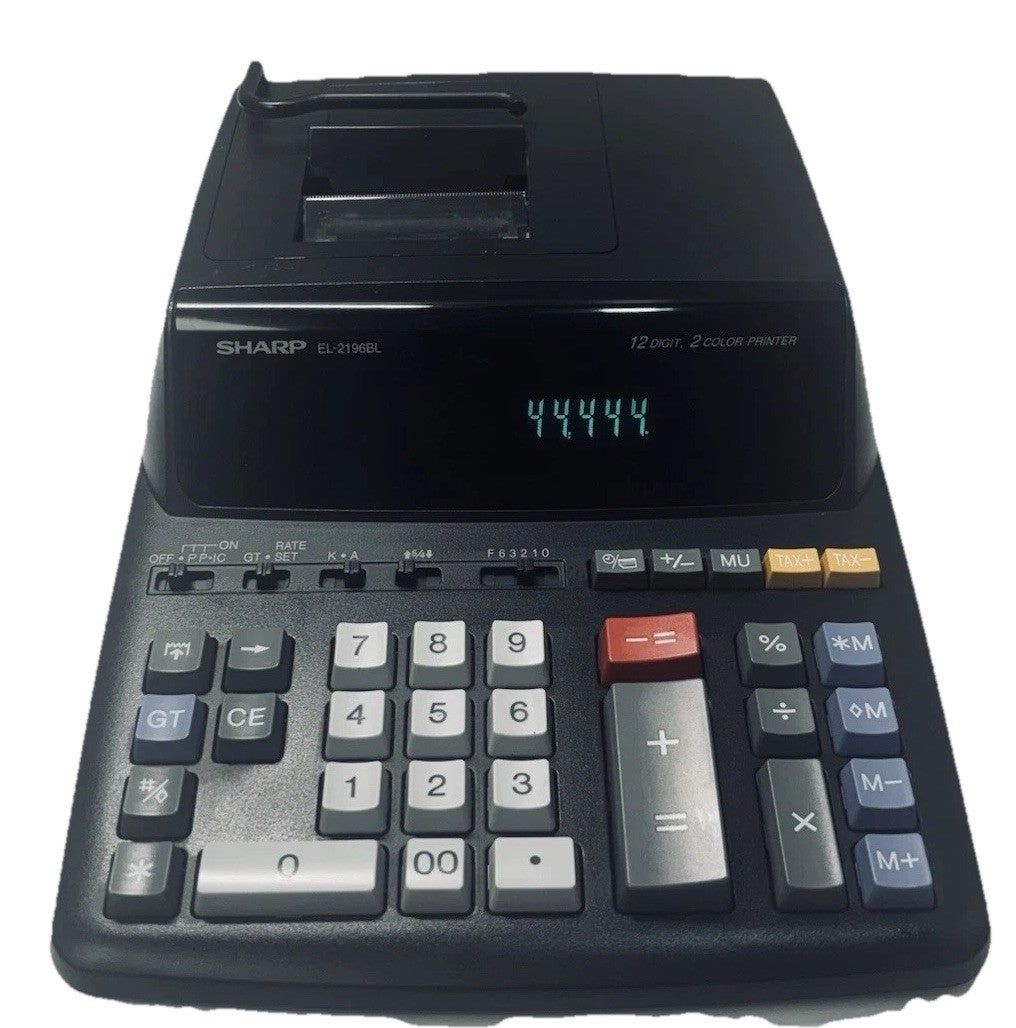 Sharp EL-2196BL 12-Digit Desktop Printing Calculator Black, Tested & Works Great1