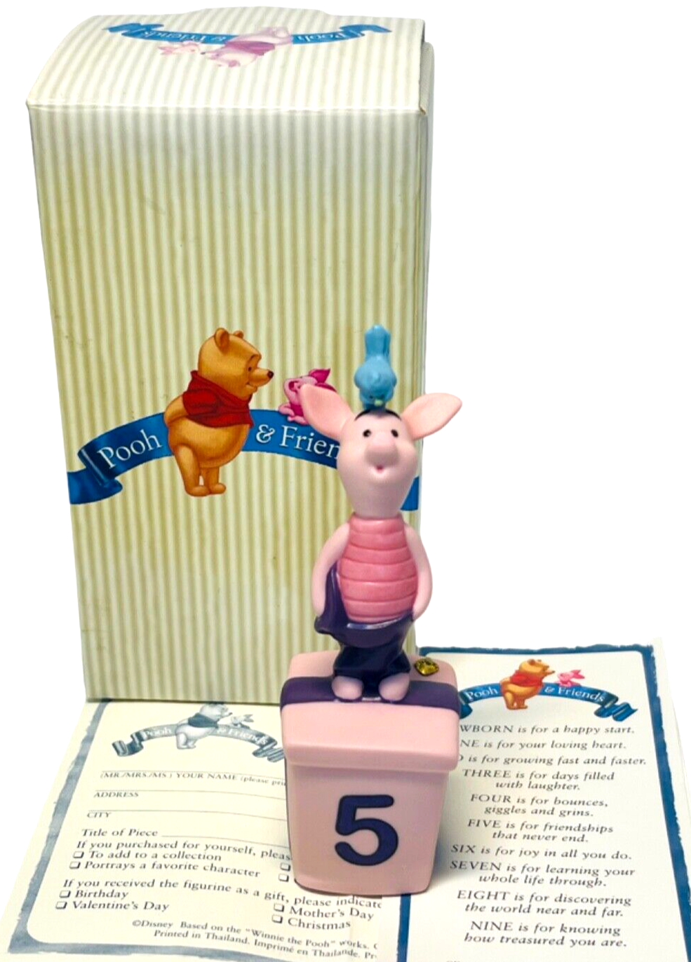 Pooh & Friends PIGLET Figurine - Disney, ORIGINAL BOX W/PAPERS-MINT CONDITION.