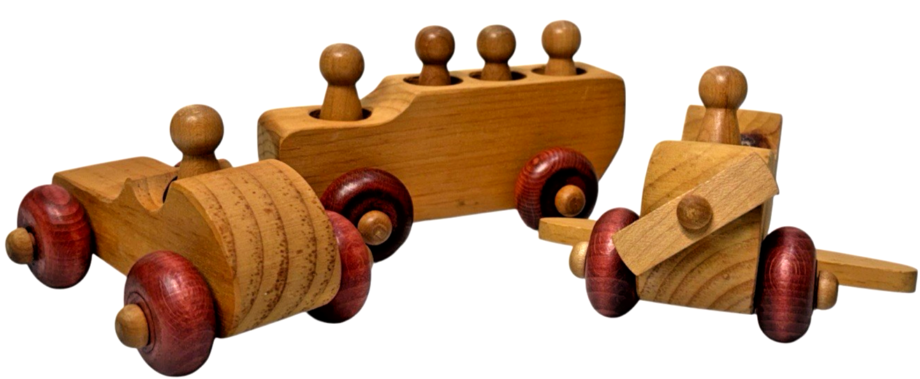 Montgomery Schoolhouse Vermont Handcrafted Wooden Vehicle Toys Car/Bus/Airplane0