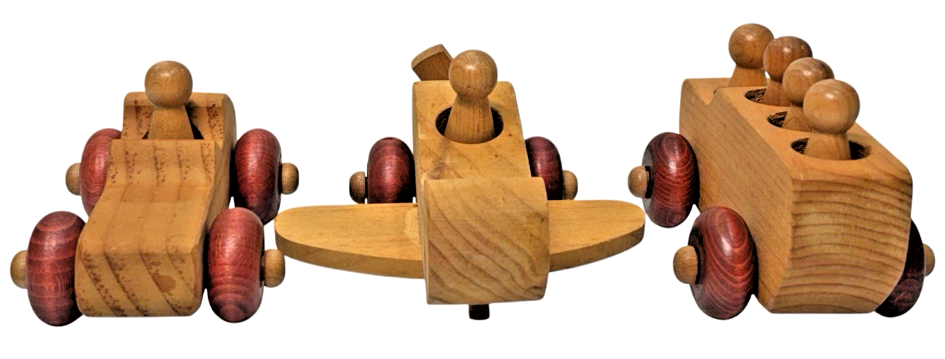 Montgomery Schoolhouse Vermont Handcrafted Wooden Vehicle Toys Car/Bus/Airplane8