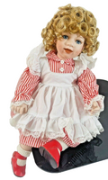 2002 HERITAGE SIGNATURE Porcelain Doll 16" W/CURLY BLONDE HAIR-BRIGHT BLUE EYES 0