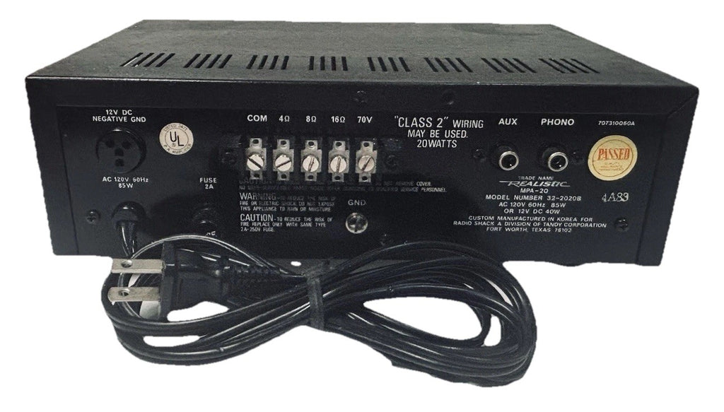 VTG Realistic MPA-20 120V/12V Solid State P.A. Amplifier In Excellent Conditions3