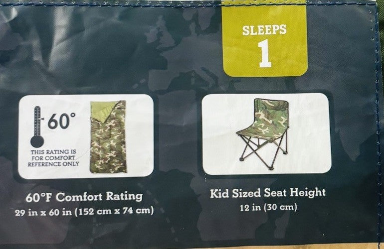 Magellan Outdoor Boys Camouflage Sleeping Bag, Folding Chair & Carrying Bag, New6
