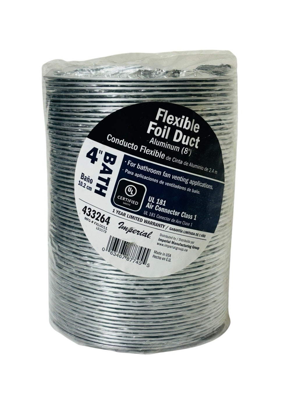 Imperial 4-inch x 8-feet Flexible Aluminum Foil Air Connector for Exhaust Vent0