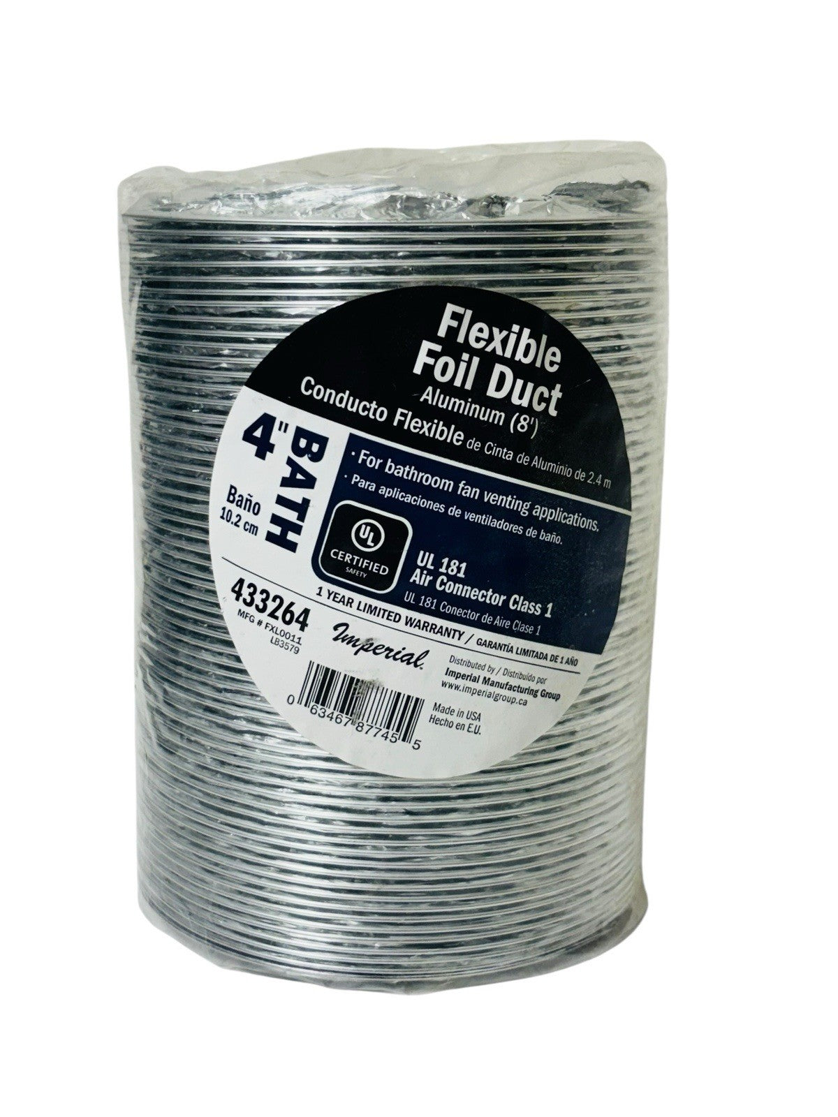 Imperial 4-inch x 8-feet Flexible Aluminum Foil Air Connector for Exhaust Vent0