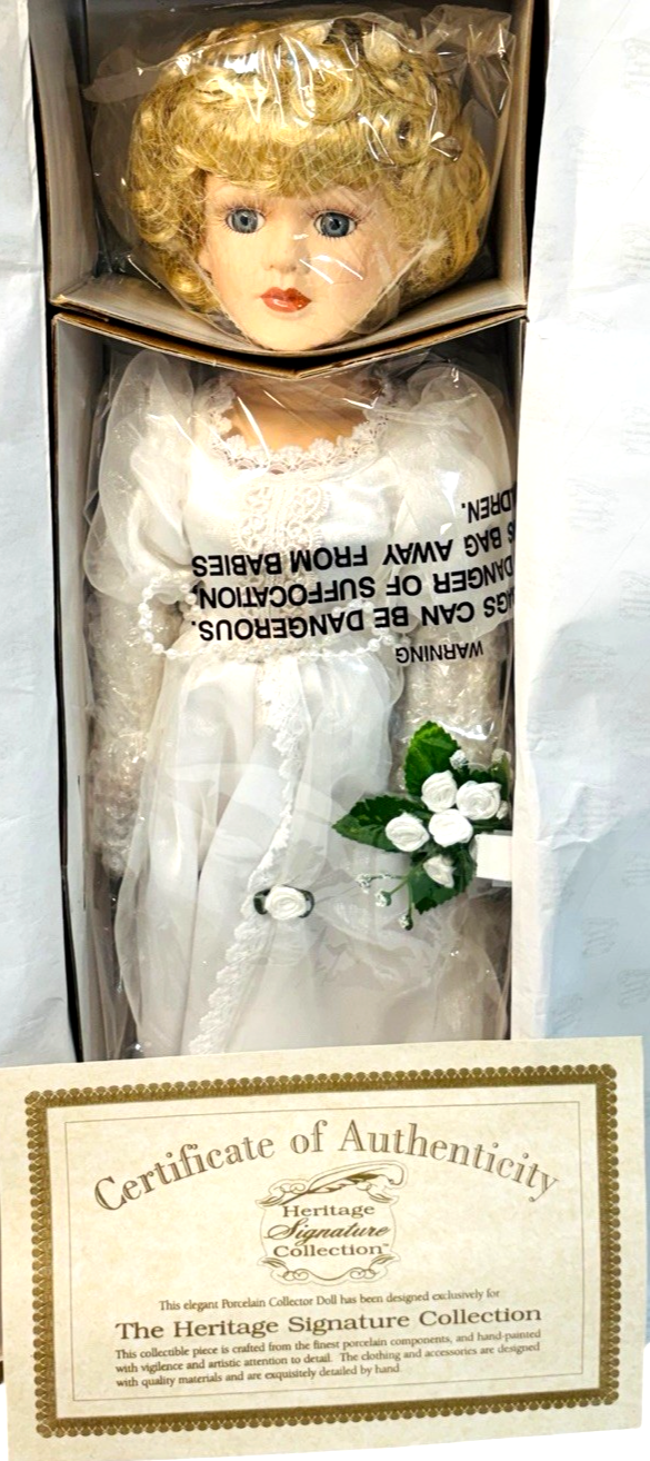 Heritage Signature Collection Porcelain Doll 17'' Jessica in White Wedding Gown.0