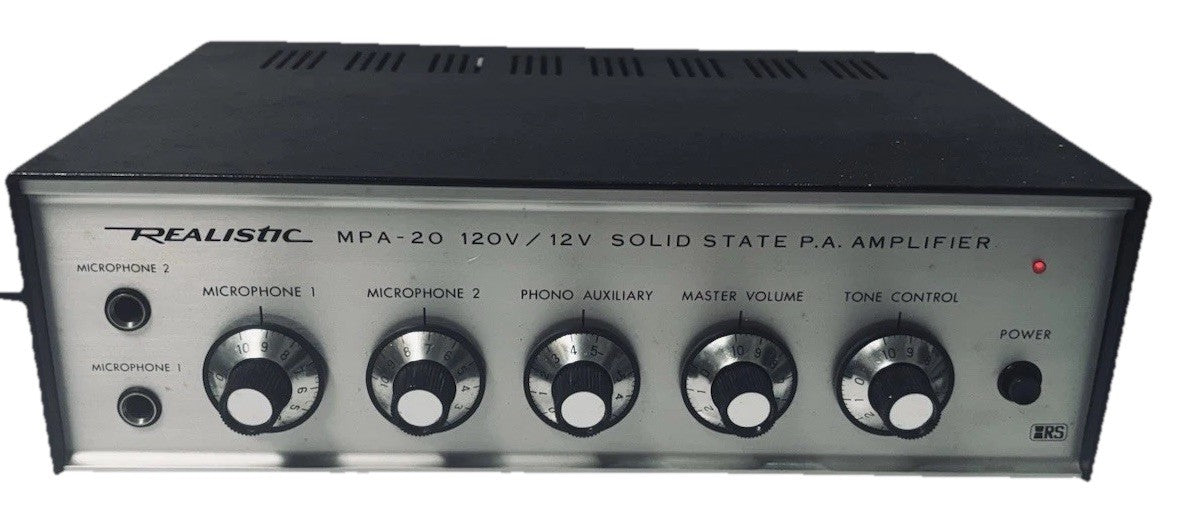 VTG Realistic MPA-20 120V/12V Solid State P.A. Amplifier In Excellent Conditions0