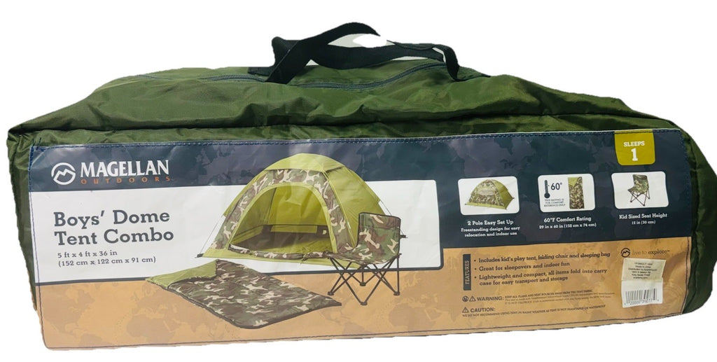 Magellan Outdoor Boys Camouflage Sleeping Bag, Folding Chair & Carrying Bag, New7