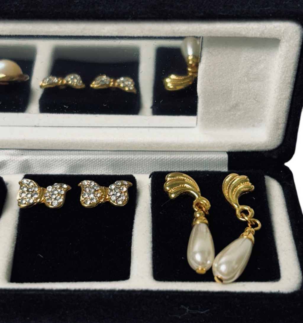 Designer Earrings RARE Collection in Mirrored Display Case, Pierre Cardin 3